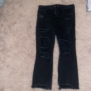 American eagle straight leg black ripped jeans!